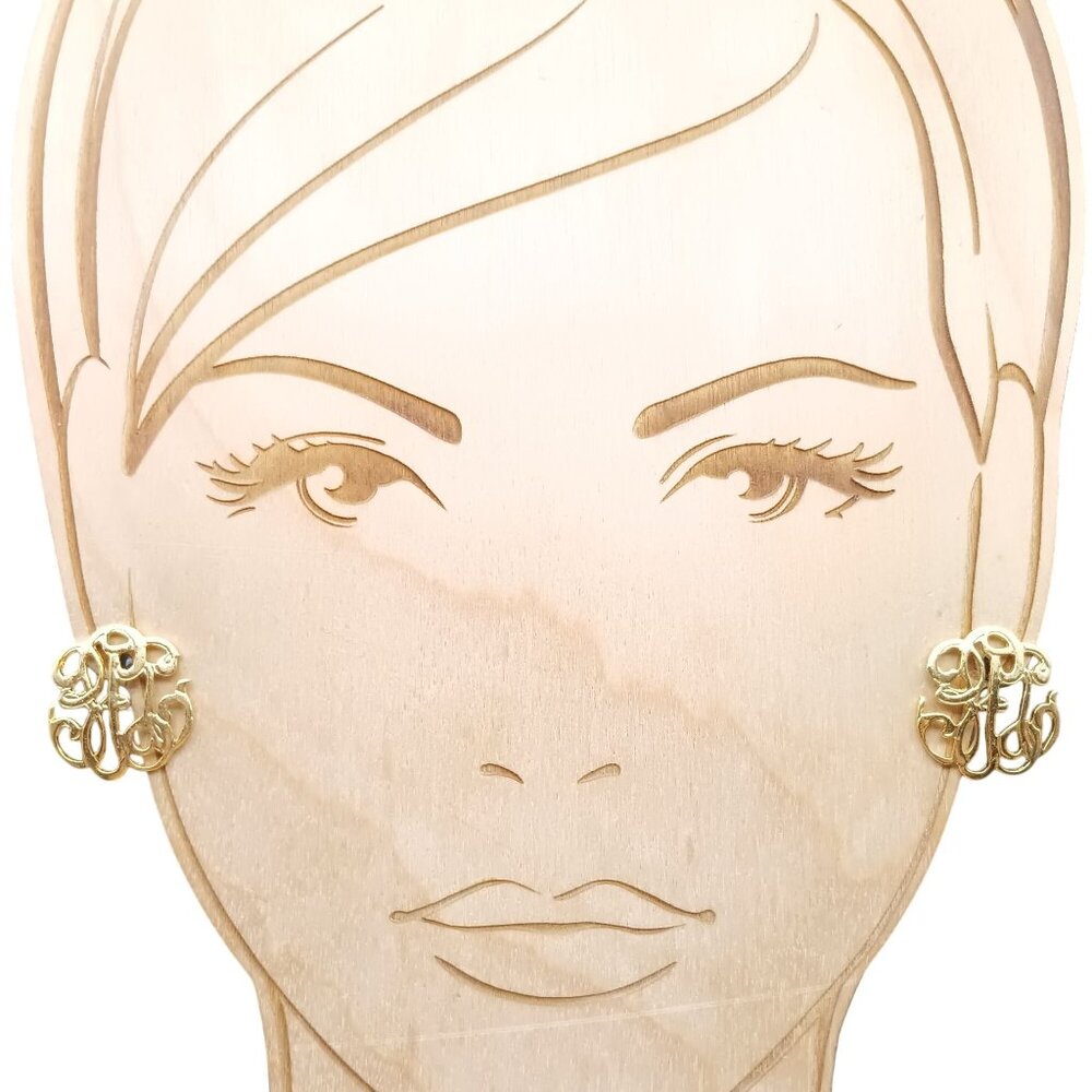 Golden Monogram Filigree Stud Earrings